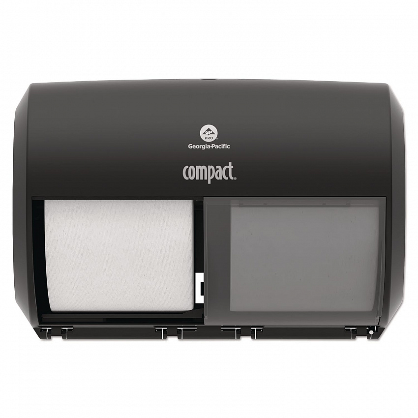 Compact Coreless Side-by-Side Double Roll Tissue Dispenser, 11.5 x 7.63 x 8, Black (56784A)