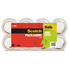 Scotch Sure Start Packaging Tape, 3" Core, 1.88" x 54.6 yds, Clear, 8/Pack (34508)