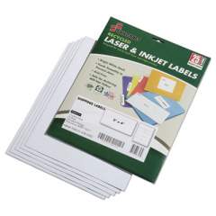 AbilityOne 7530015789293 SKILCRAFT Recycled Laser and Inkjet Labels, Inkjet/Laser Printers, 2 x 4, White, 10/Sheet, 25 Sheets/Pack