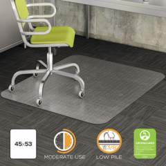 deflecto DuraMat Moderate Use Chair Mat, Low Pile Carpet, Flat, 45 x 53, Rectangle, Clear (CM13242)