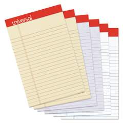Universal Colored Perforated Ruled Writing Pads, Narrow Rule, 50 Assorted Color 5 x 8 Sheets, 6/Pack (35895)