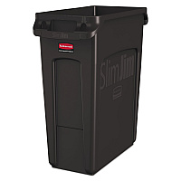 Slim Jim with Venting Channels, 16 gal, Plastic, Black (1955959)