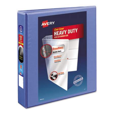 Avery Heavy-Duty View Binder with DuraHinge and One Touch EZD Rings, 3 Rings, 1.5" Capacity, 11 x 8.5, Periwinkle (17553)