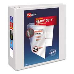 Avery Heavy-Duty View Binder with DuraHinge and Locking One Touch EZD Rings, 3 Rings, 4" Capacity, 11 x 8.5, White (79104)