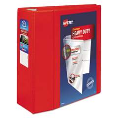 Avery Heavy-Duty View Binder with DuraHinge and Locking One Touch EZD Rings, 3 Rings, 5" Capacity, 11 x 8.5, Red (79327)