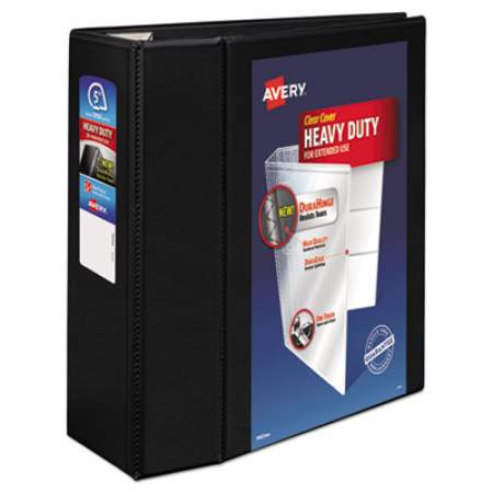 Avery Heavy-Duty View Binder with DuraHinge and Locking One Touch EZD Rings, 3 Rings, 5" Capacity, 11 x 8.5, Black (79606)