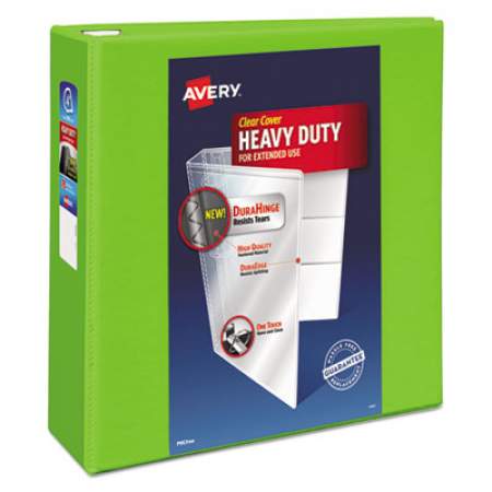 Avery Heavy-Duty View Binder with DuraHinge and Locking One Touch EZD Rings, 3 Rings, 4" Capacity, 11 x 8.5, Chartreuse (79812)
