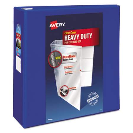 Avery Heavy-Duty View Binder with DuraHinge and Locking One Touch EZD Rings, 3 Rings, 4" Capacity, 11 x 8.5, Pacific Blue (79814)