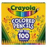 Crayola Long-Length Colored Pencil Set, 3.3 mm, 2B (#1), Assorted Lead/Barrel Colors, 100/Pack (688100)