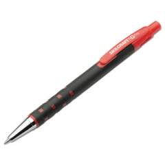 AbilityOne 7520013527311 SKILCRAFT Rubberized Ballpoint Pen, Retractable, Fine 0.7 mm, Red Ink, Black Barrel, Dozen