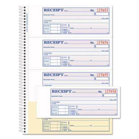 Adams TOPS Money/Rent Receipt Book, 7.13 x 2.75, Two-Part Carbon, 4/Page, 200 Forms (SC1182)