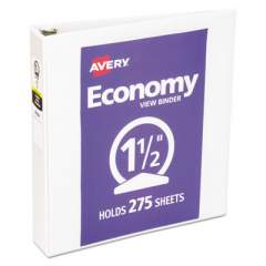 Avery Economy View Binder with Round Rings , 3 Rings, 1.5" Capacity, 11 x 8.5, White, (5726) (05726)