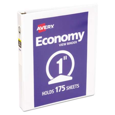 Avery Economy View Binder with Round Rings , 3 Rings, 1" Capacity, 11 x 8.5, White, (5711) (05711)