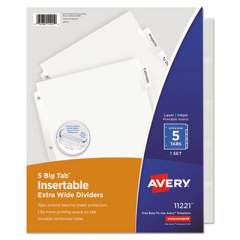 Avery Insertable Big Tab Dividers, 5-Tab, 11 1/8 x 9 1/4 (11221)