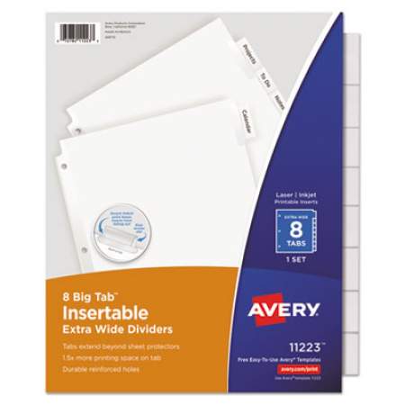 Avery Insertable Big Tab Dividers, 8-Tab, 11 1/8 x 9 1/4 (11223)