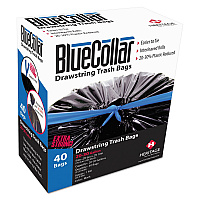 Drawstring Trash Bags, Drawstring, 30 gal, 1 mil, 30" x 34", Black, 20 Bags/Roll, 2 Rolls/Box (N6034YKRC1)