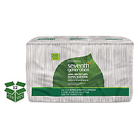 100% Recycled Napkins, 1-Ply, 11.5 x 12.5, White, 250/Pack, 12 Packs/Carton (13713CT)