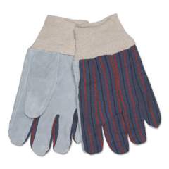MCR Safety 1040 Leather Palm Glove, Gray/White, Large, Dozen