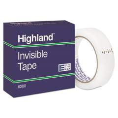 Highland Invisible Permanent Mending Tape, 3" Core, 1" x 72 yds, Clear (620025921)