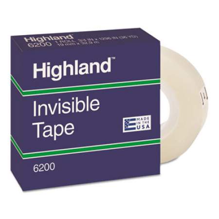 Highland Invisible Permanent Mending Tape, 1" Core, 0.75" x 36 yds, Clear (6200341296)