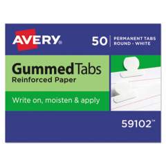 Avery Gummed Reinforced Index Tabs, 1/12-Cut Tabs, White, 0.5" Wide, 50/Pack (59102)