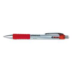 Universal Comfort Grip Gel Pen, Retractable, Medium 0.7 mm, Red Ink, Silver Barrel, Dozen (39722)