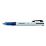 Universal 4-Color Multi-Color Ballpoint Pen, Retractable, Medium 1 mm, Black/Blue/Green/Red Ink, White/Translucent Blue Barrel, 3/Pack (44444)