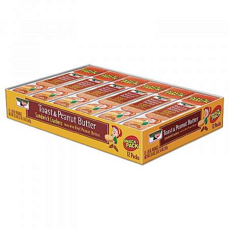 Sandwich Crackers, Toast and Peanut Butter, 8 Cracker Snack Pack, 12/Box (21167)