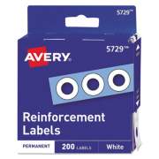 Avery Dispenser Pack Hole Reinforcements, 1/4" Dia, White, 200/Pack, (5729) (05729)