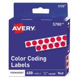 Avery Handwrite-Only Permanent Self-Adhesive Round Color-Coding Labels in Dispensers, 0.25" dia., Red, 450/Roll, (5790) (05790)