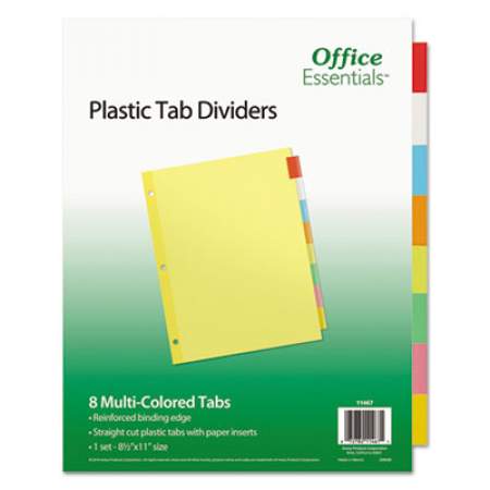 Office Essentials Plastic Insertable Dividers, 8-Tab, Letter (11467)