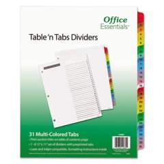 Office Essentials Table 'n Tabs Dividers, 31-Tab, 1 to 31, 11 x 8.5, White, 1 Set (11681)
