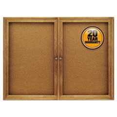Quartet Enclosed Bulletin Board, Natural Cork/Fiberboard, 48 x 36, Oak Frame (364)