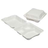AbilityOne 7350016646909, SKILCRAFT, Clamshell Hinged Lid ToGo Food Containers, 8 x 8 x 3, White, 200/Box (6646905)