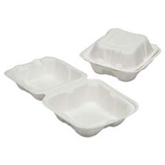 AbilityOne 7350016646906, SKILCRAFT, Clamshell Hinged Lid ToGo Food Containers, 6 x 6 x 3, White, 400/Box