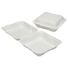 AbilityOne 7350016646907, SKILCRAFT, Clamshell Hinged Lid ToGo Food Containers, 9 x 9 x 3, White, 200/Box