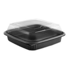 Anchor Packaging Culinary Squares 2-Piece Microwavable Container, 36 oz, 8.46 x 8.46 x 2.91, Clear/Black, 150/Carton (4118515)
