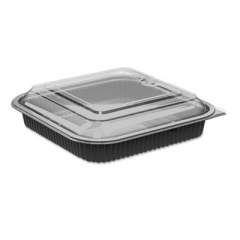 Anchor Packaging Culinary Squares 2-Piece Microwavable Container, 36 oz, 8.46 x 8.46 x 2.25, Clear/Black, 150/Carton (4118521)