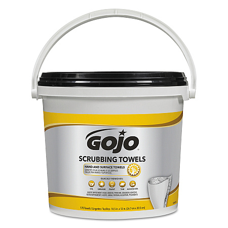 Scrubbing Towels, Hand Cleaning, Orange Scent, White/Yellow, 170/Bucket, 2 Buckets/Carton (639802)