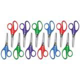 Universal Kids' Scissors, Rounded Tip, 5" Long, 1.75" Cut Length, Assorted Straight Handles, 12/Pack (92023)