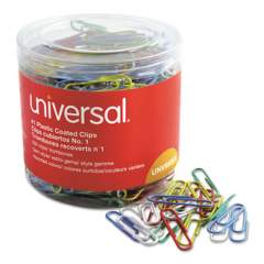 Universal Plastic-Coated Paper Clips, Small (No. 1), Assorted Colors, 500/Pack (95001)