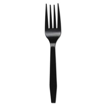 Boardwalk Mediumweight Polystyrene Cutlery, Fork, Black, 1000/Carton (FORKMWPSBLA)