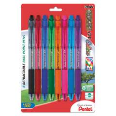 Pentel R.S.V.P. RT Ballpoint Pen, Retractable, Medium 1 mm, Assorted Ink Colors, Clear Barrel, 8/Pack (BK93CRBP8M)