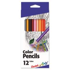 Pentel Arts Color Pencils, 1.98 mm, H (#3), Assorted Lead/Barrel Colors, Dozen (CB812)