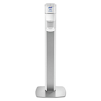 MESSENGER ES6 Floor Stand with Dispenser, 1,200 mL, 13.16 x 16.63 x 51.57, Silver/White (7306DSSLV)