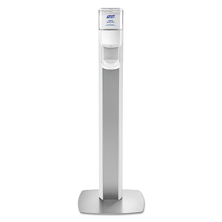 MESSENGER ES6 Floor Stand with Dispenser, 1,200 mL, 13.16 x 16.63 x 51.57, Silver/White (7306DSSLV)