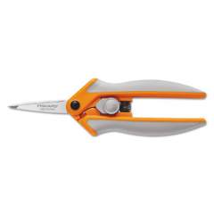 Fiskars Easy Action Micro-Tip Scissors, Pointed Tip, 5" Long, 1.75" Cut Length, Gray Straight Handle (1905001001)