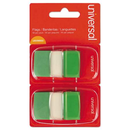 Universal Page Flags, Green, 50 Flags/Dispenser, 2 Dispensers/Pack (99003)