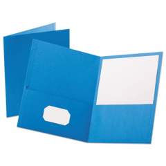 Oxford Leatherette Two Pocket Portfolio, 8 1/2" x 11", Light Blue, 10/PK (57571)