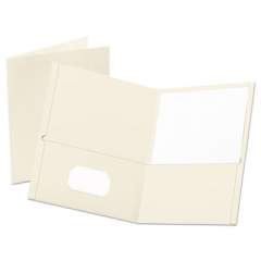 Oxford Leatherette Two Pocket Portfolio, 8.5 x 11, White/White, 10/Pack (57574EE)
